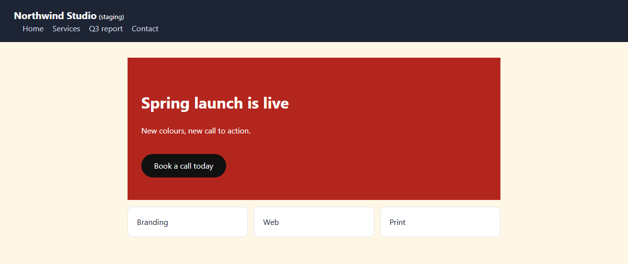 Current picture of the same page after a style change.